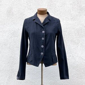 Lurdes Bergata Women's Black Avant-Garde Minimal Cotton Blazer Jacket Medium